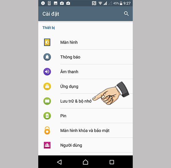 Vào lưu trữ & bộ nhớ